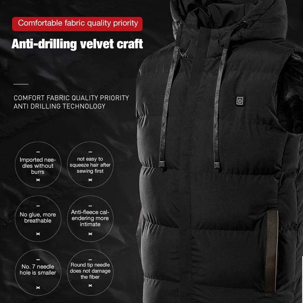 Kamizelka ogrzewana, 7 Ogrzewanie strefowe Outdoor Camping Piesze wycieczki Wędkarstwo Ciepłe zimowe ubrania męskie Elektryczny grzejnik USB Kurtka termiczna, niebieska, 5XL(Black,M)