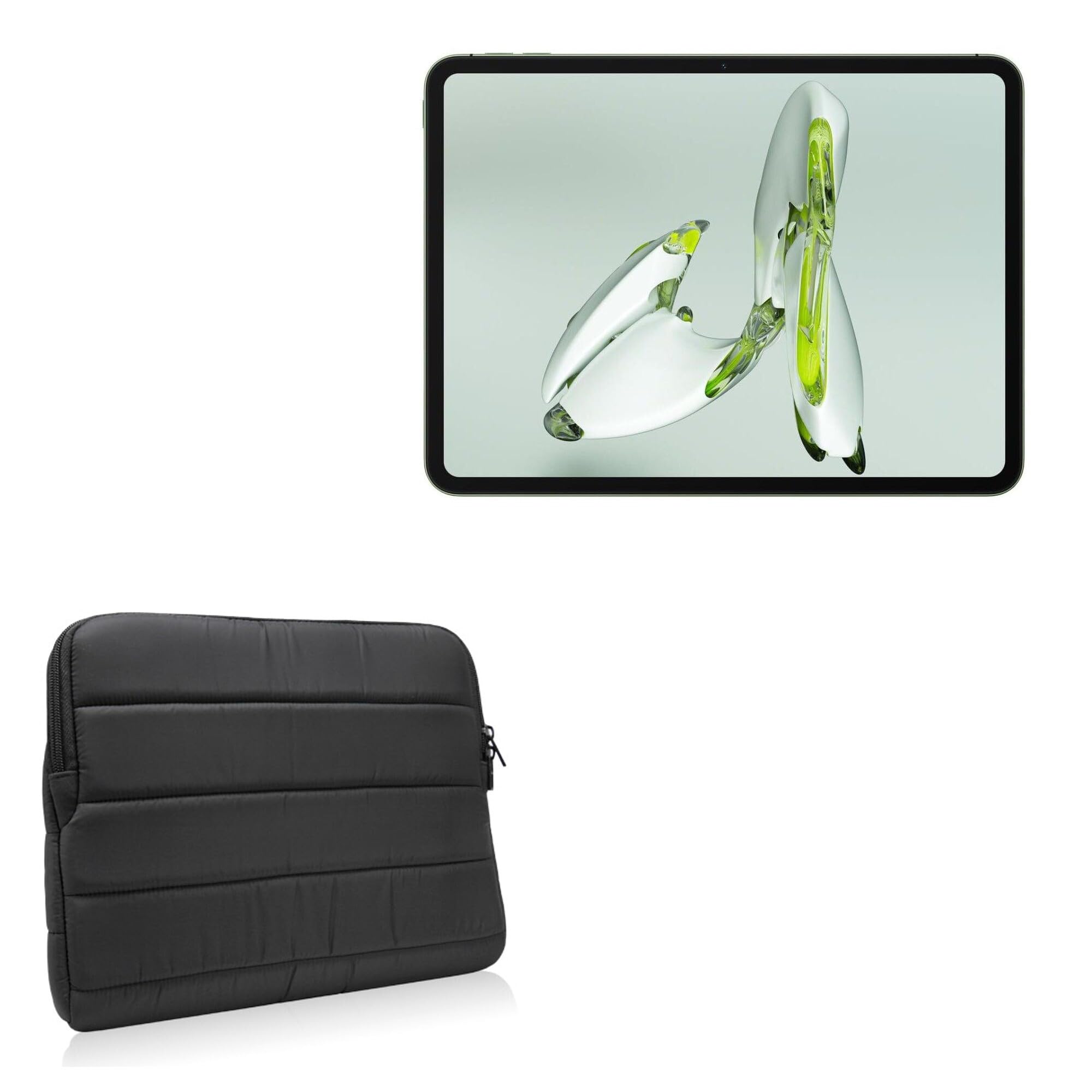 BoxWave Case Compatible with OnePlus Pad Go - Polar Jacket, Puffy Padded Material Zip Up Sleeve Pouch - Jet Black
