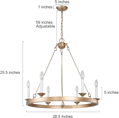 Miniatura 2 de Uolfin Candelabro de rueda de carro, moderno, grande, de 26.5 pulgadas, con 6 candelabros blancos para cocina, sala de estar y dormitorio