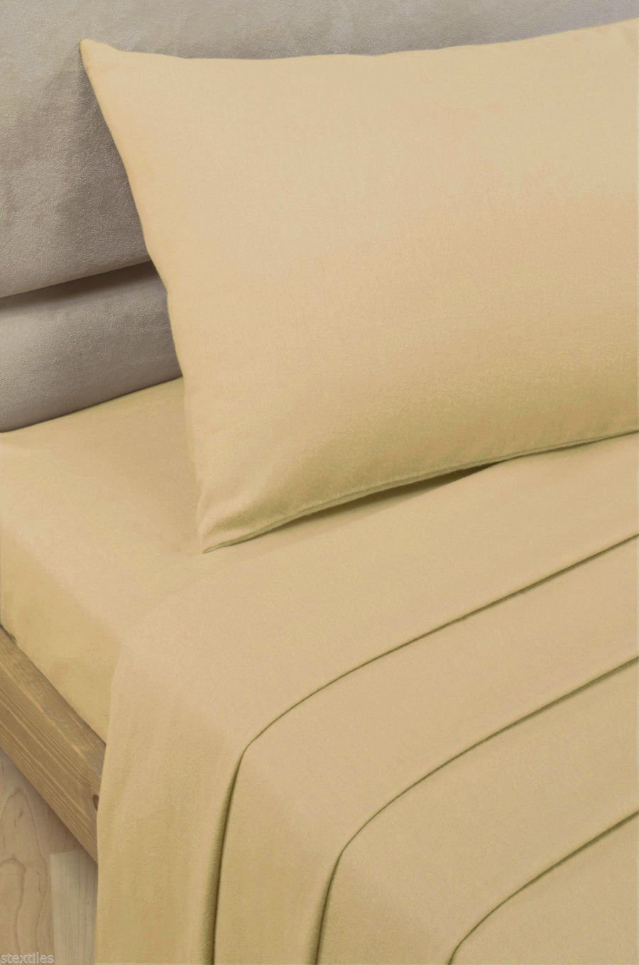 Niys Luxury Bedding Beige Luxury Percale Polycotton Flat Sheets (Single, )