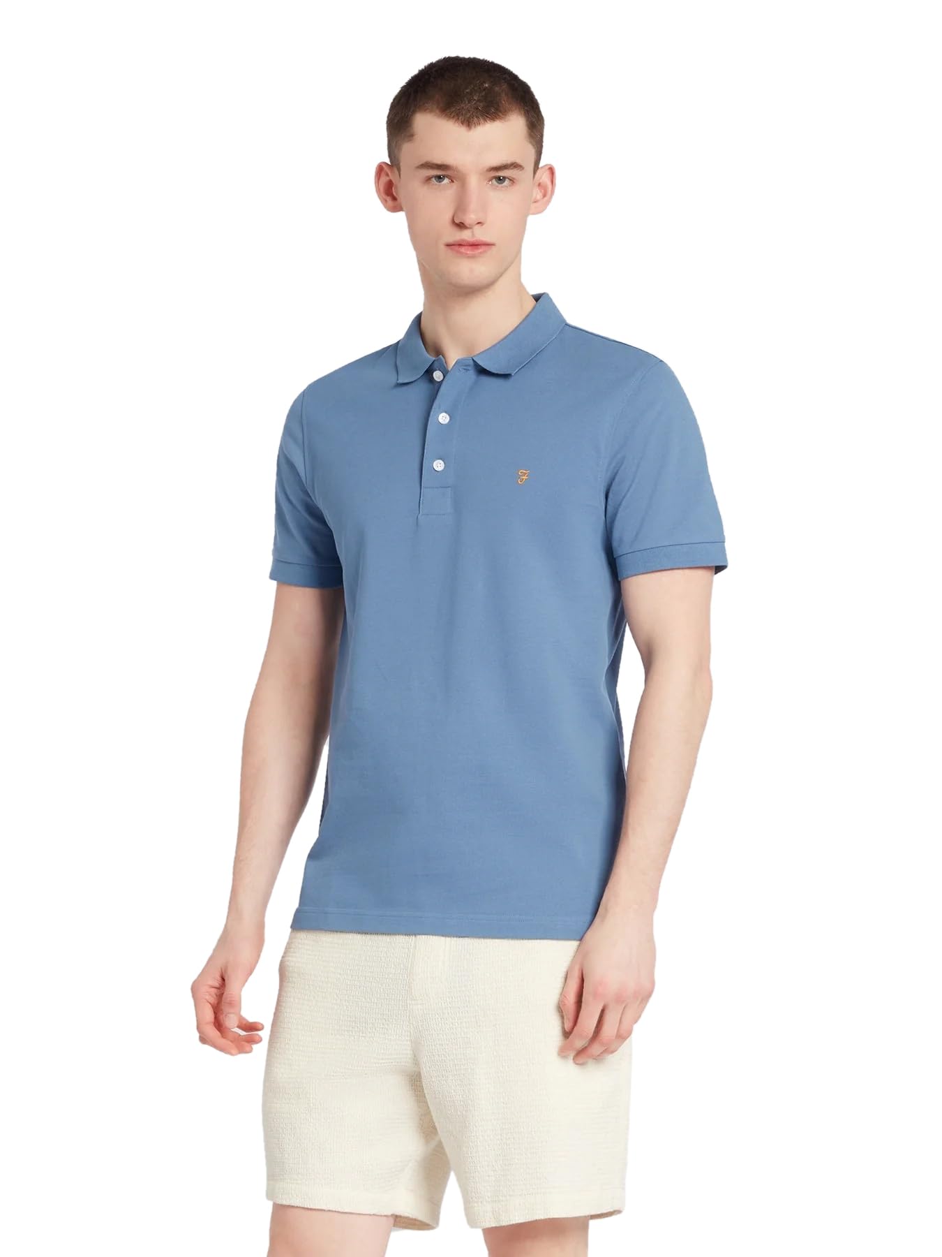 Farah Mens 'Blanes' Pique Polo T-Shirt - Short Sleeved (Sheaf Blue) XXL