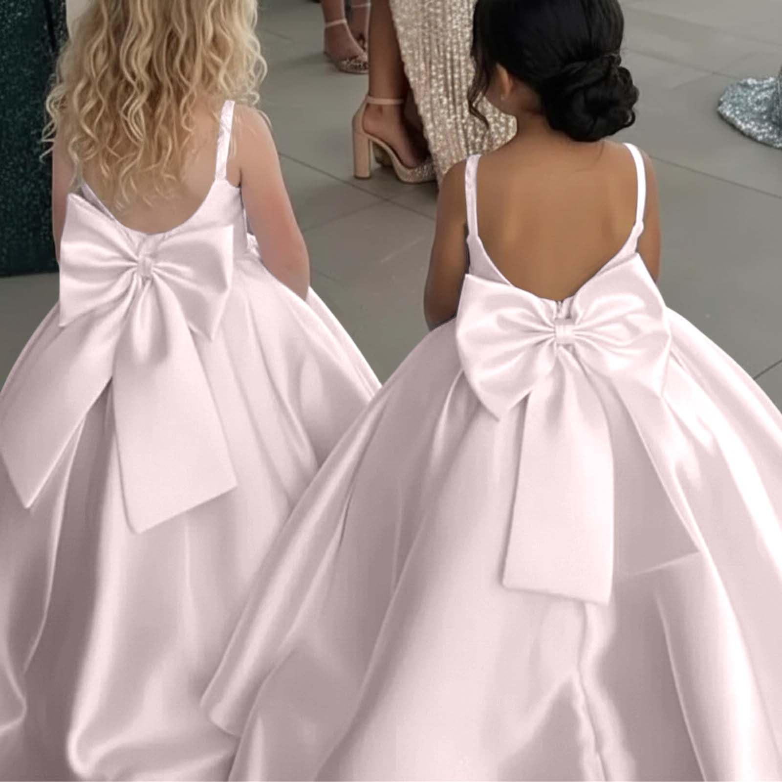 Generisch Elegante abito da bambina con slitta cattedrale, per fotografia di nozze, concorso, abbigliamento formale, abito da principessa, abito da festa, gonna in tulle