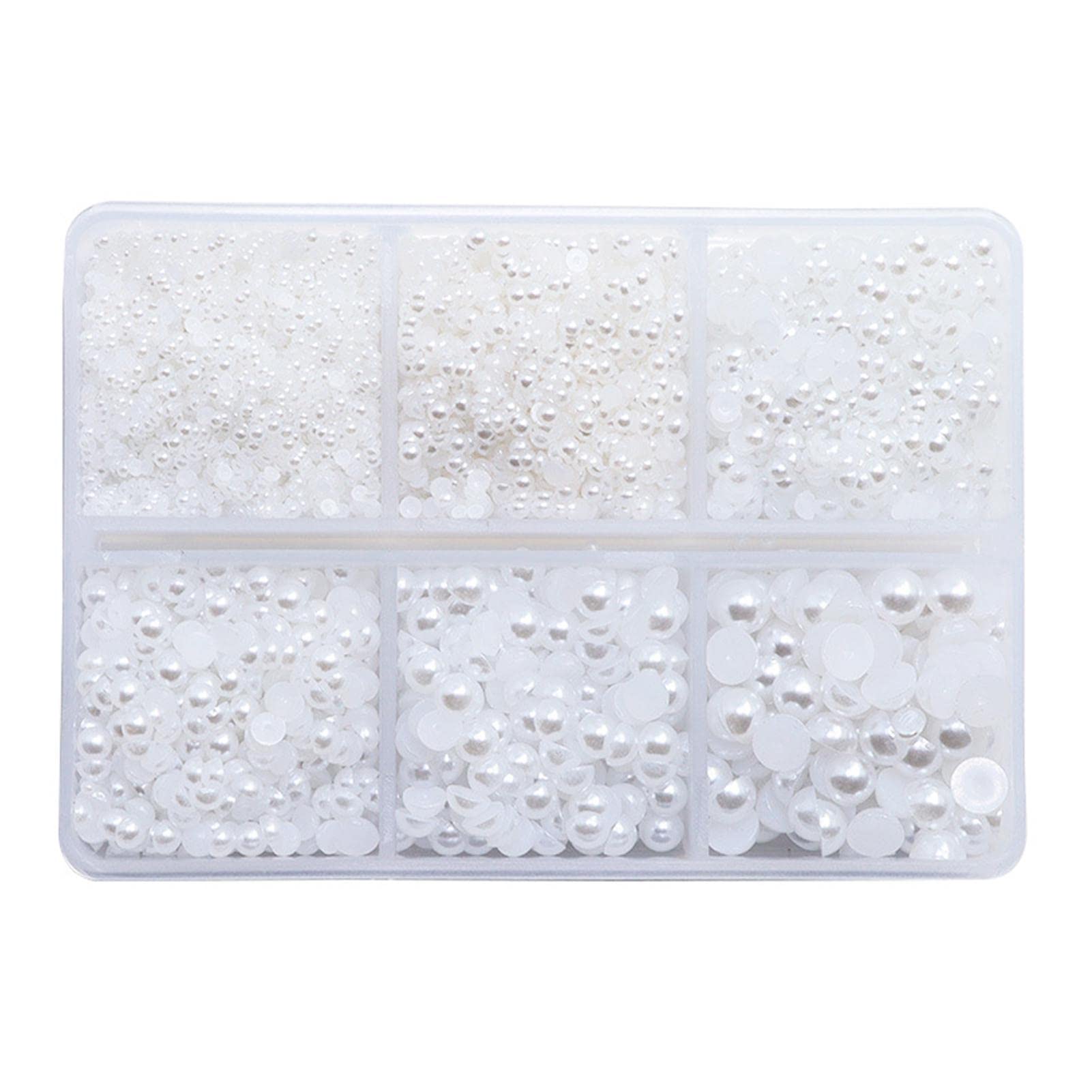 7600Pcs 1.5/2/2.5/3/4/5mm White Half Round Pearls