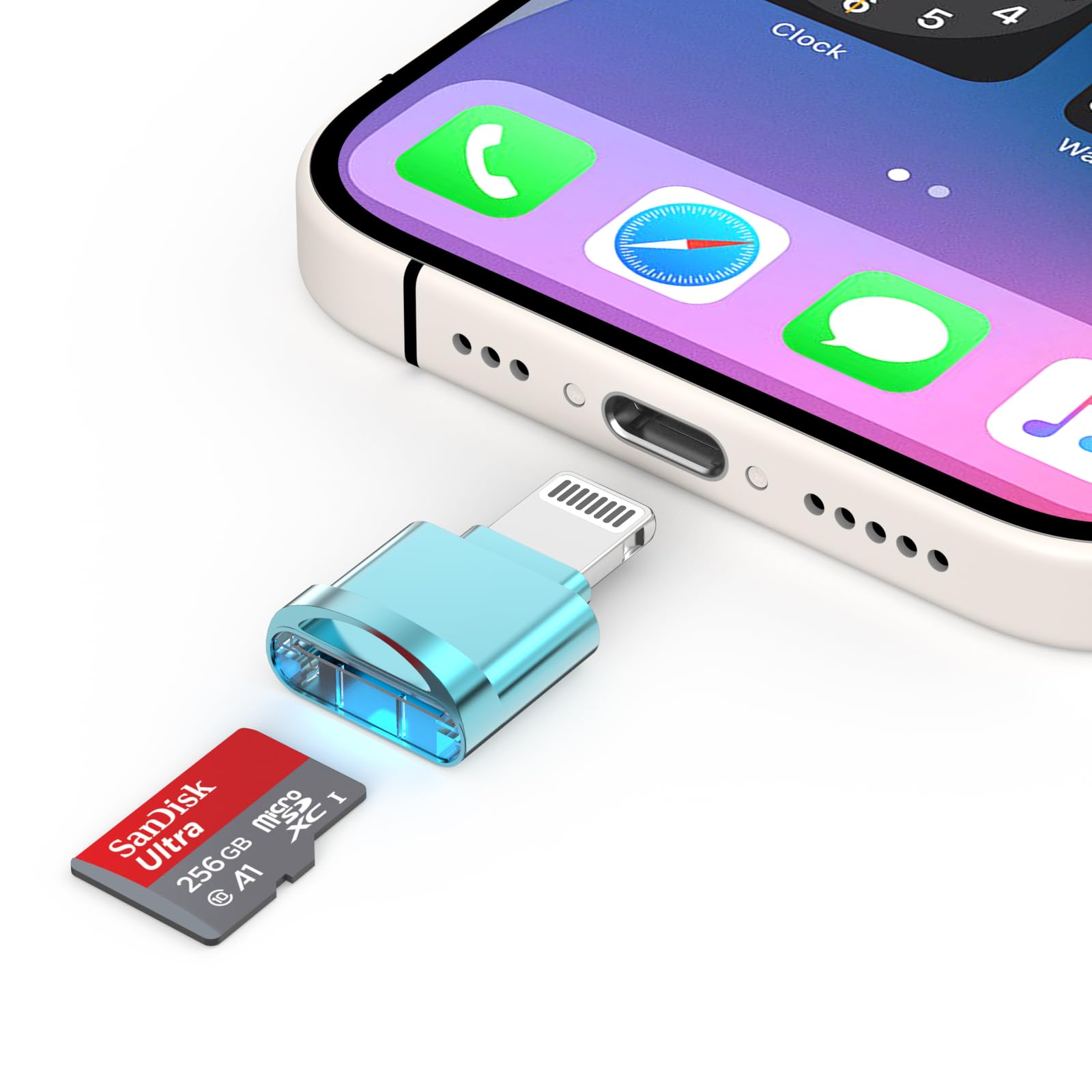 [Apple MFi Certified] Micro SD Card Reader for iPhone, Lightning to Micro SD/TF Card Reader Viewer Micro SD Card Adapter for iPhone 14 13 12 11 XS XR X 8 iPad, Support iOS 17 and exFAT & FAT32, Blue