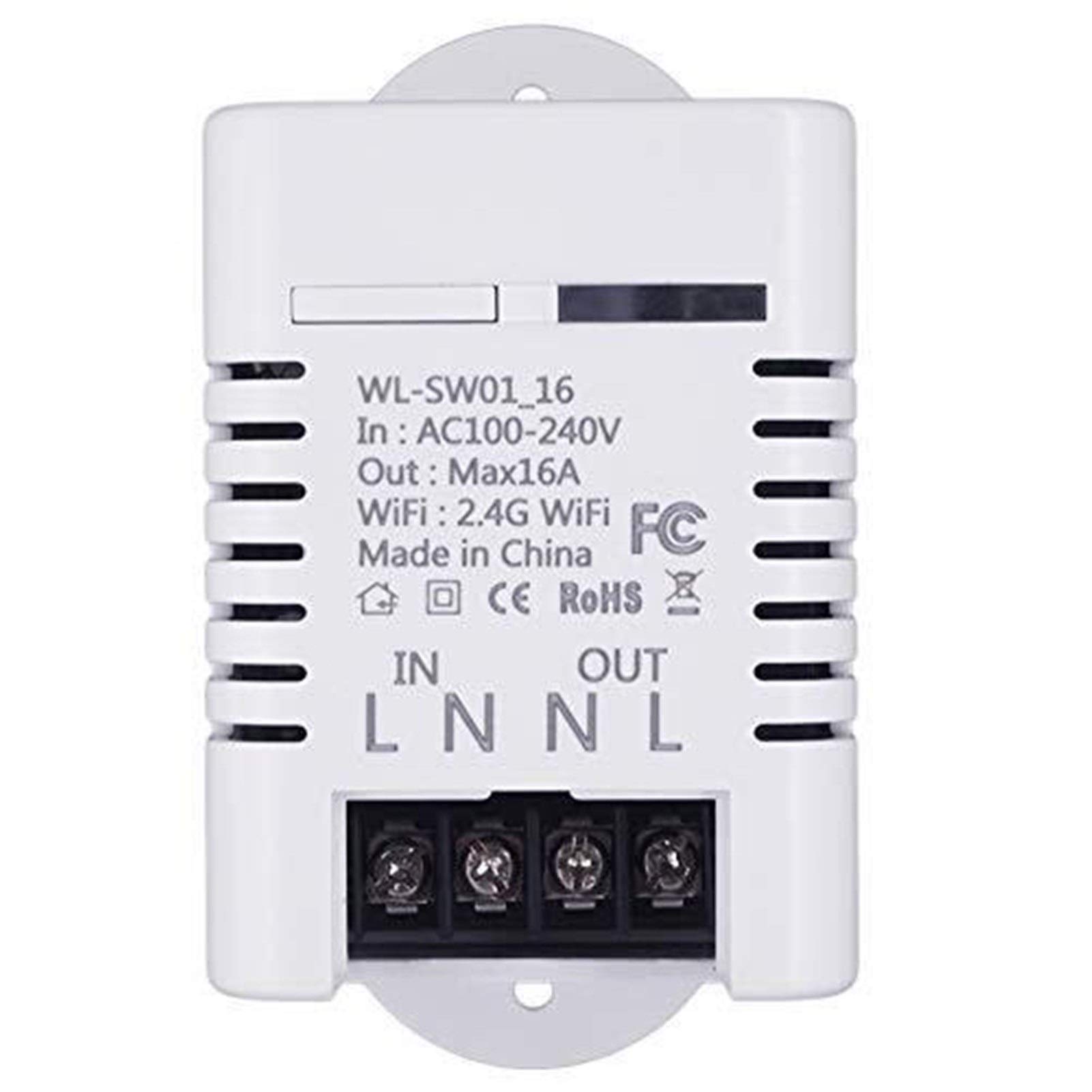 2.4G WiFi Smart Switch Relay 16A Tuya Smart Life App Remote Control Compatible with Alexa Ifttt Home
