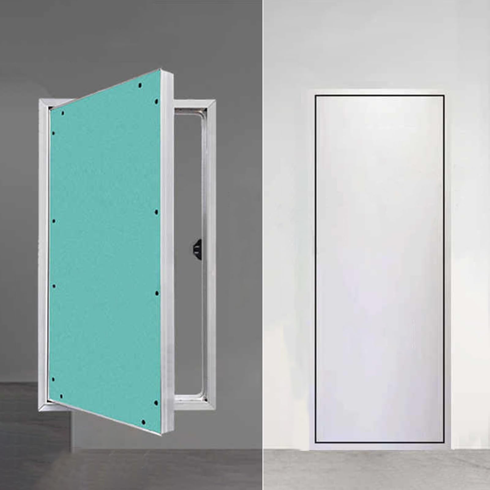 Vibeo Access Panel Paintable Plasterboard Attic Access Door, Drywall Access Panel with Push Magnetic Switch, Flush Mount Hidden Door for Loft/Garage/Hotel(16x30in/40x75cm)