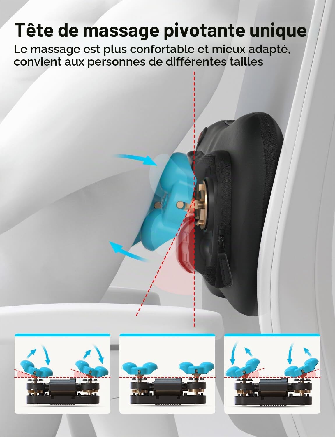 ALLJOY Coussin de Massage Shiatsu - Masseur Dos Chauffrant avec 4 Nœuds et 3 Vitesses Réglable, Têtes de massage rotatives 3D améliorées,Cadeau pour Femme/Homme, Portable pour Maison Bureau Voiture