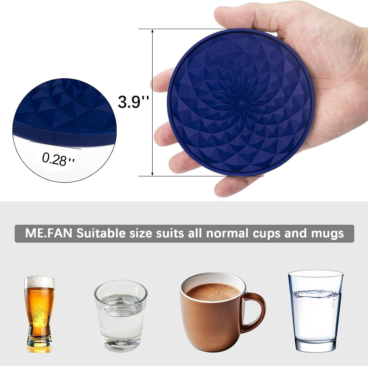 Silicone Coasters [6 Pack] with Holders Drink Coasters, Table Cup Mat, for Hot or Cold Drinks Thickened, Non-Slip, Non-Stick, Deep Tray Desert Sage image 3
