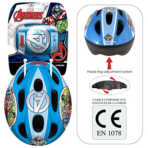 Stamp- Marvel Set DE Protection Comprenant Casque + GENOUILLERES et COUDIERES vélo-Avengers, AV299507, Bleu (52-56) - Image 3