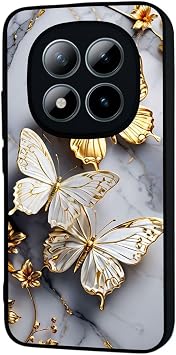 Xiaomi Redmi Note 15 Pro ile Uyumlu Yaldız Çiçek Desenli, Mat Siyah, Yumuşak Silikon, Şok Emici Koruyucu Kılıf