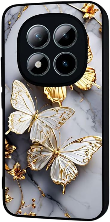 Xiaomi Redmi Note 15 Pro ile Uyumlu Yaldız Çiçek Desenli, Mat Siyah, Yumuşak Silikon, Şok Emici Koruyucu Kılıf