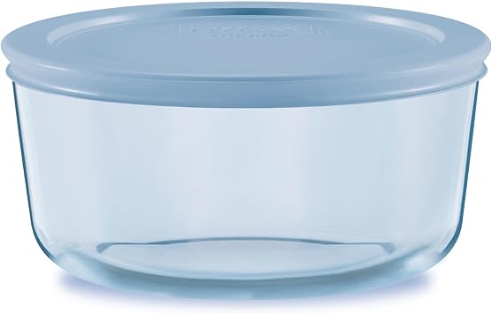 Pyrex Colors Tinted 4 Cup Medium Round Food Storage Container, Snug Fit Non-Toxic Plastic BPA-Free Lids, Freezer Dishwasher Microwave Safe