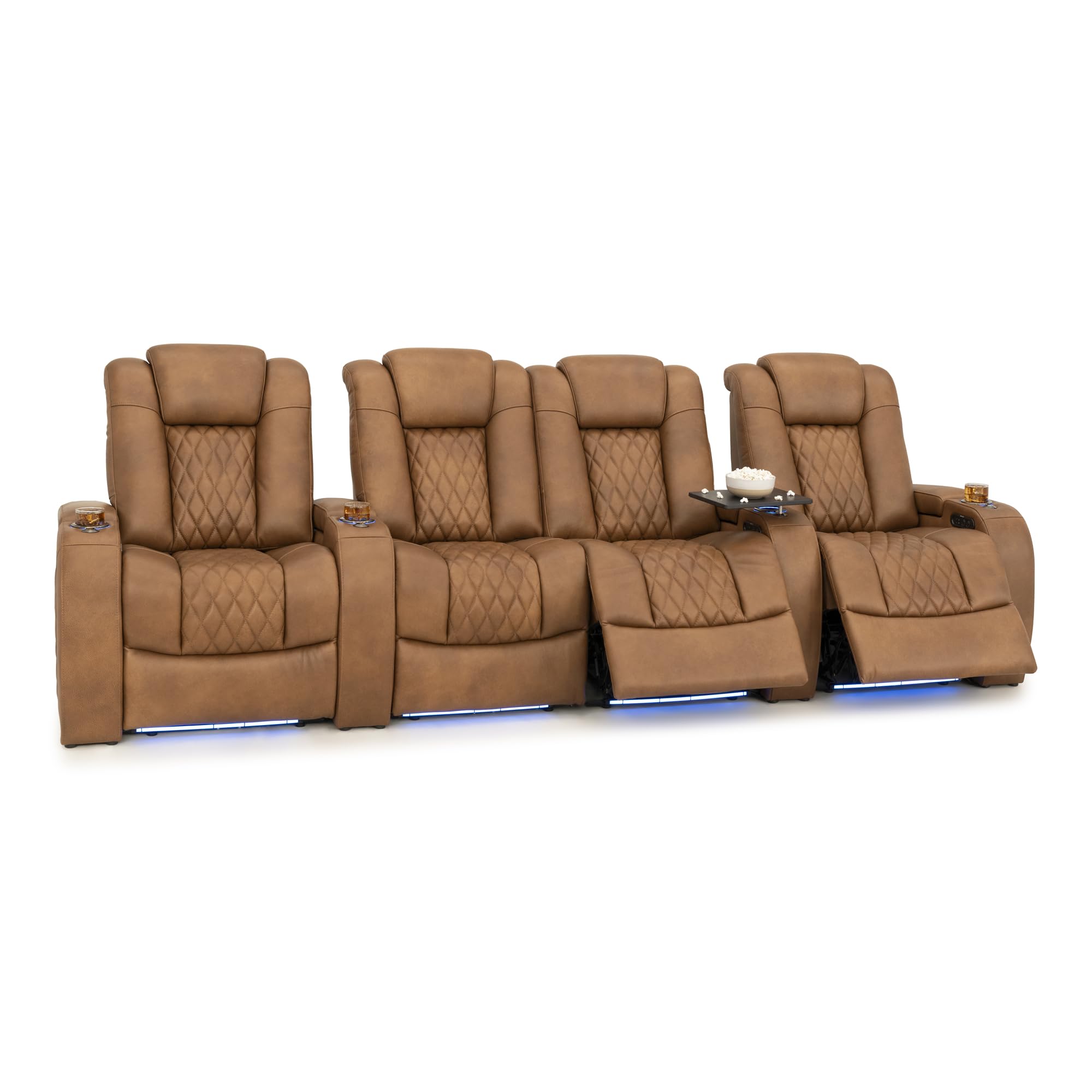 Seatcraft Diamante Home Theater Seating Tawny Row of 4 Middle Loveseat