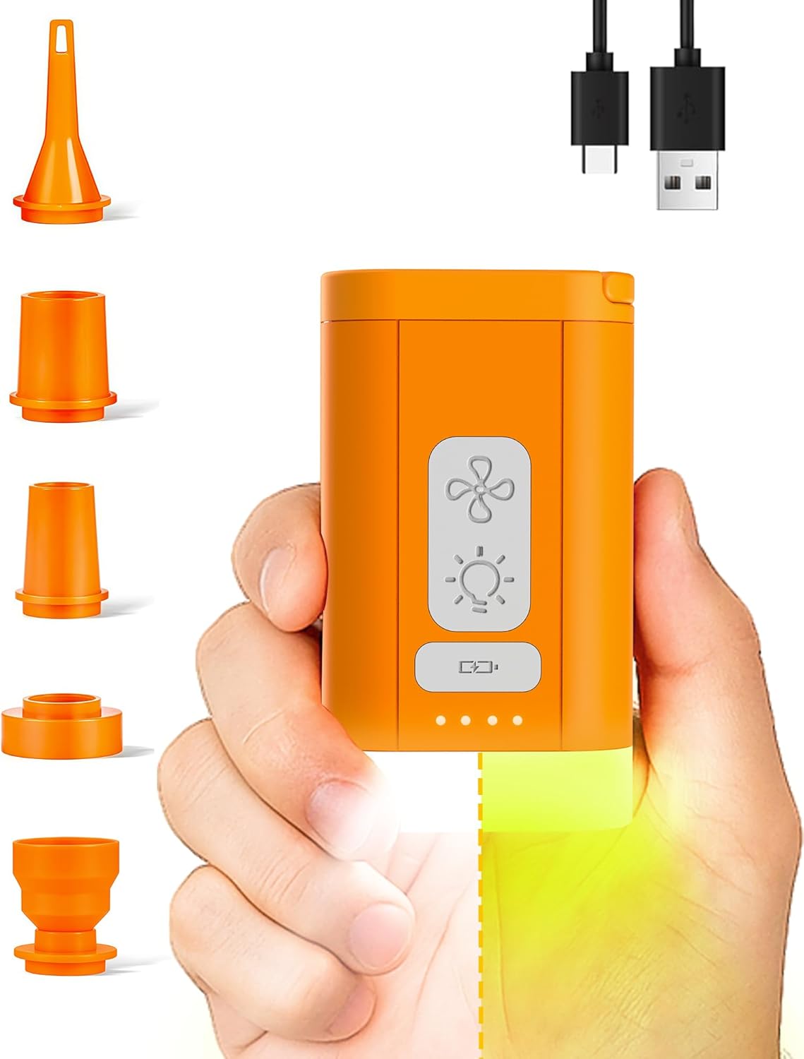 Bomba de aire eléctrica para inflables, bomba de aire portátil recargable 4kPa con luz de campamento, mini bomba de aire para camping, viajes,