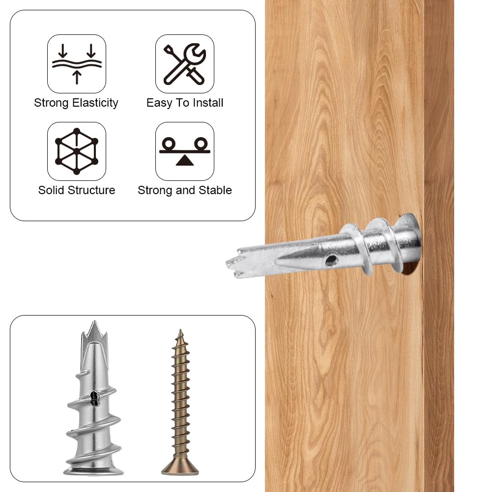 vsshe Plasterboard Fixings 80 PCS, Metal Wall Plugs and Screws, Heavy Duty Gold Cavity Original Plugs - Image 4