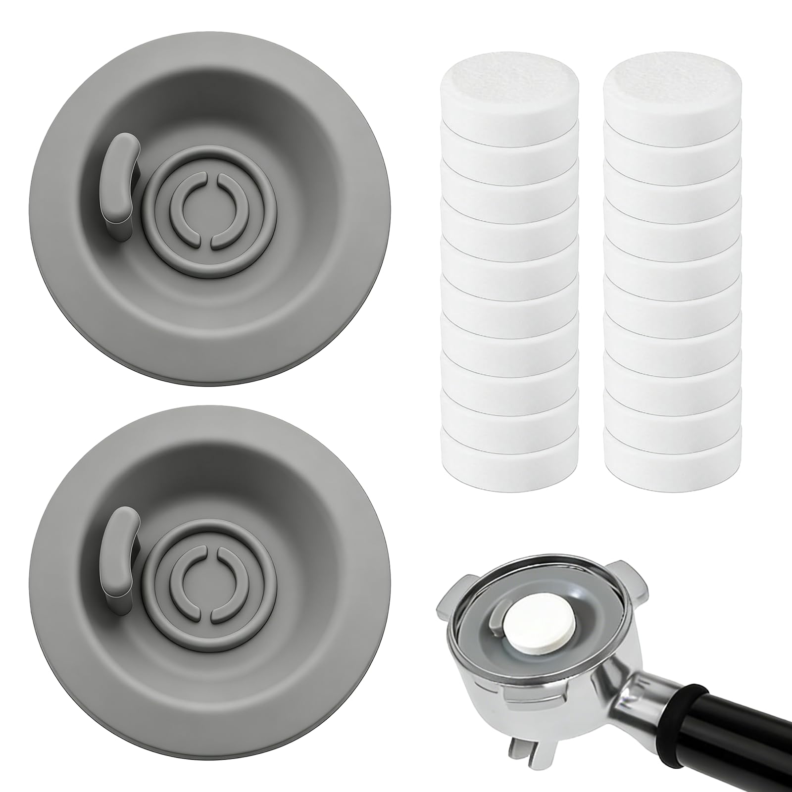 Asheyya 2 Pack 54mm Espresso Backflush Slicone Cleaning Disc for Ninja Luxe Cafe Machines with 20 Pcs Cleaning Tablets