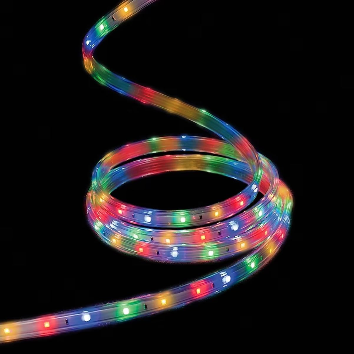 GE StayBright 240-Count 19.6-ft Constant Multicolor Integrated Led Plug-in Christmas Rope Lights with Clear Tubing 82155LO