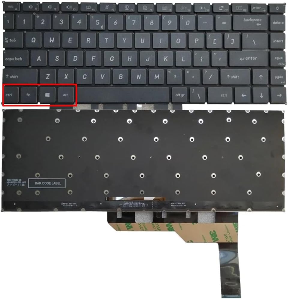 US Backlit Laptop Keyboard for MSI Modern-15-A10M Modern-15-A10RAS Modern-15-A10RBS Prestige-14-A10RAS Prestige-14-A10RB Prestige-14-A10RBS Prestige-14-A10SC MS-14C1 MS-14C2 MS-1551