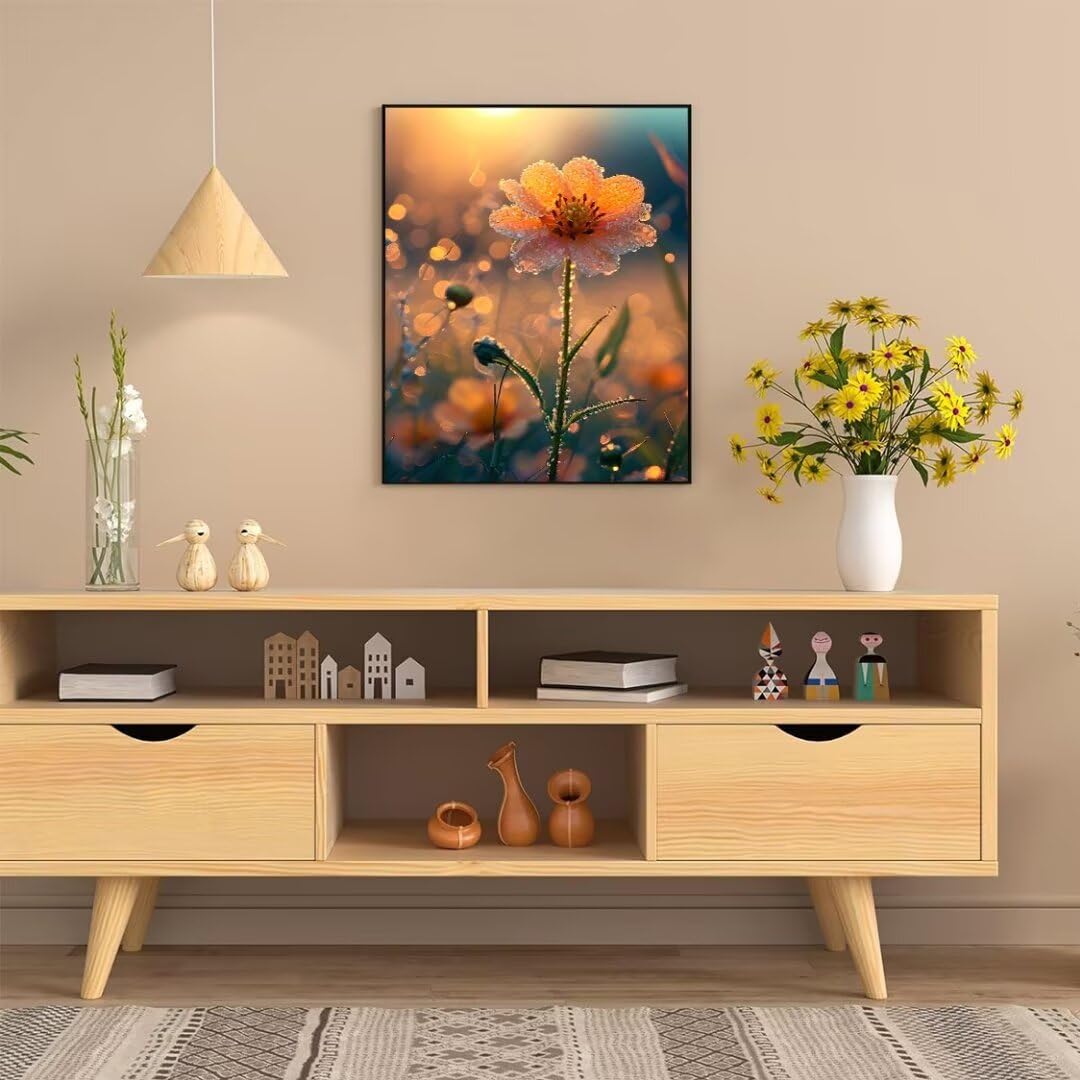 Pintura por Numeros iluminación floral Pintar por Numeros Adultos Niños, Paint by Number Kit con Pinceles y Pinturas Acrilicos, Cuadros por Numeros, Decoración para el Hogar (Sin Marco) 100x70cm w2000