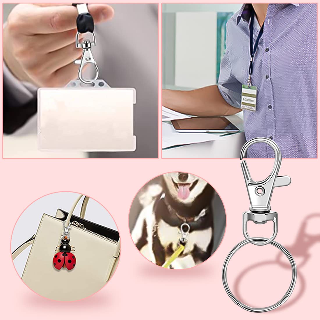 Set Di 10 Moschettoni Colorati Per Portachiavi - Girevoli 360° | Ideali Per Fai Da Te E Decorazioni - Foto 11