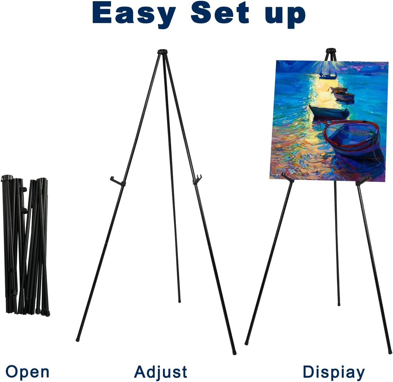 3 Packs Mutualsign Easel Stand Black Easel Art Display Tripod Collapsible Floor Easel - Image 4