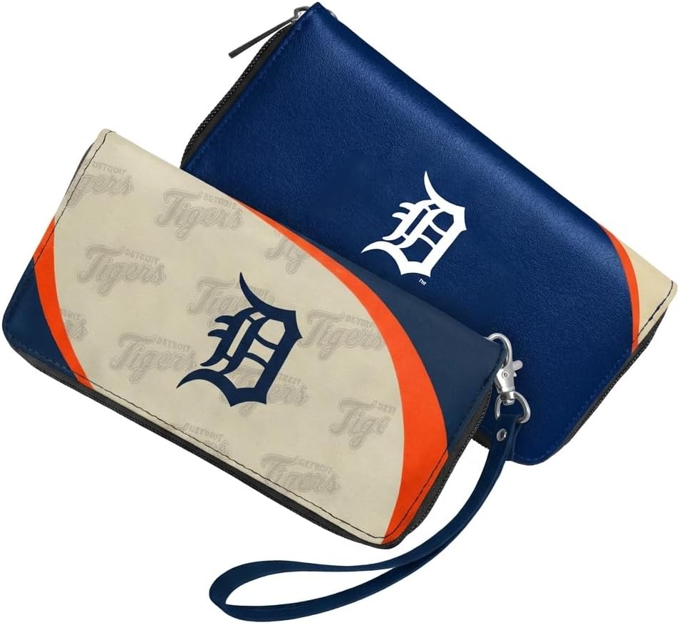 Littlearth MLB Detroit Tigers Curve Zip Organizer Wallet, Wristlet and Wallet in One, Team Color, 8 x 4 x 1 Inches