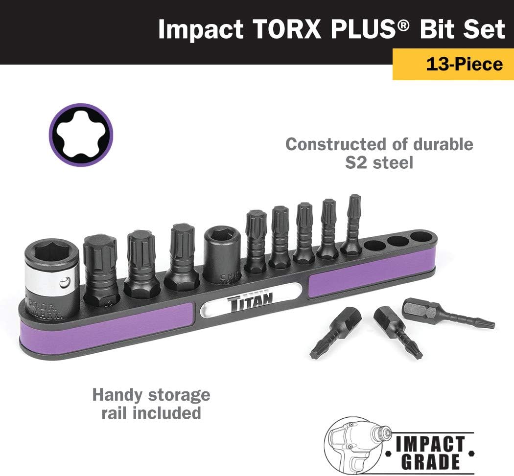 Titan 16036 13-Piece Impact Torx Plus Bit Set