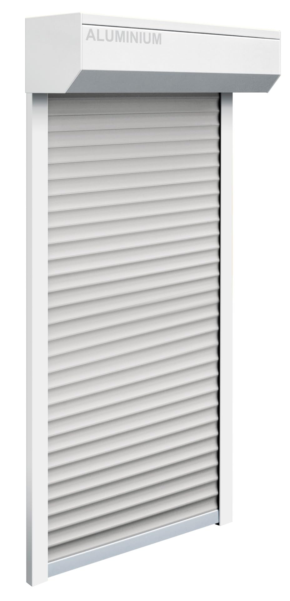 Schellenberg 39068 - Set di tapparelle per finestre, sistema di tapparelle Mini, 95 x 140 cm, bianco/grigio, per tapparelle esterne a 45°, in alluminio, con guide di guida, in PVC