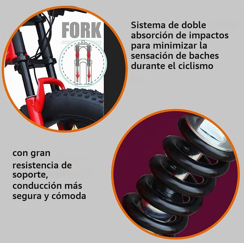 26"Bicicletas de Montaña para Adultos,21 Velocidades, Fat Tire ,Marco de Acero de Alto Carbono Doble Suspensión Completa Doble Freno de Disco (Cian)