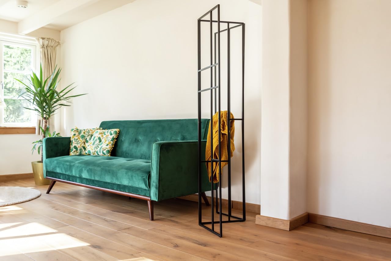WENKO Paravent Shakti, séparateur pièce en métal thermolaqué Noir, Ranger et aérer Les vêtements, grilles avec Place Rangement Les écharpes, Accessoires et couvertures, 120 x 170 cm 69799800