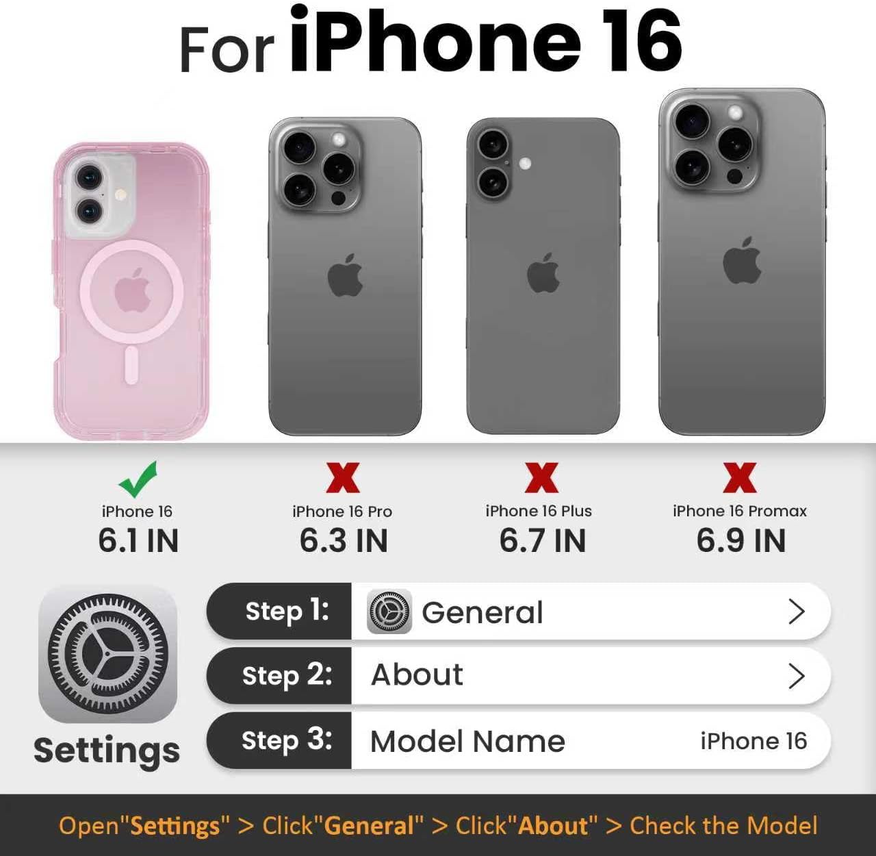 Follaroma Magnetic for iPhone 16 Case, Heavy Duty Phone Cases, Light Pink image 2
