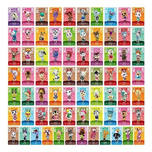 72 st NFC minikort, Animal Crossing Amiibo-kort för Switch, Switch Lite, Wii U och nya 3DS-system