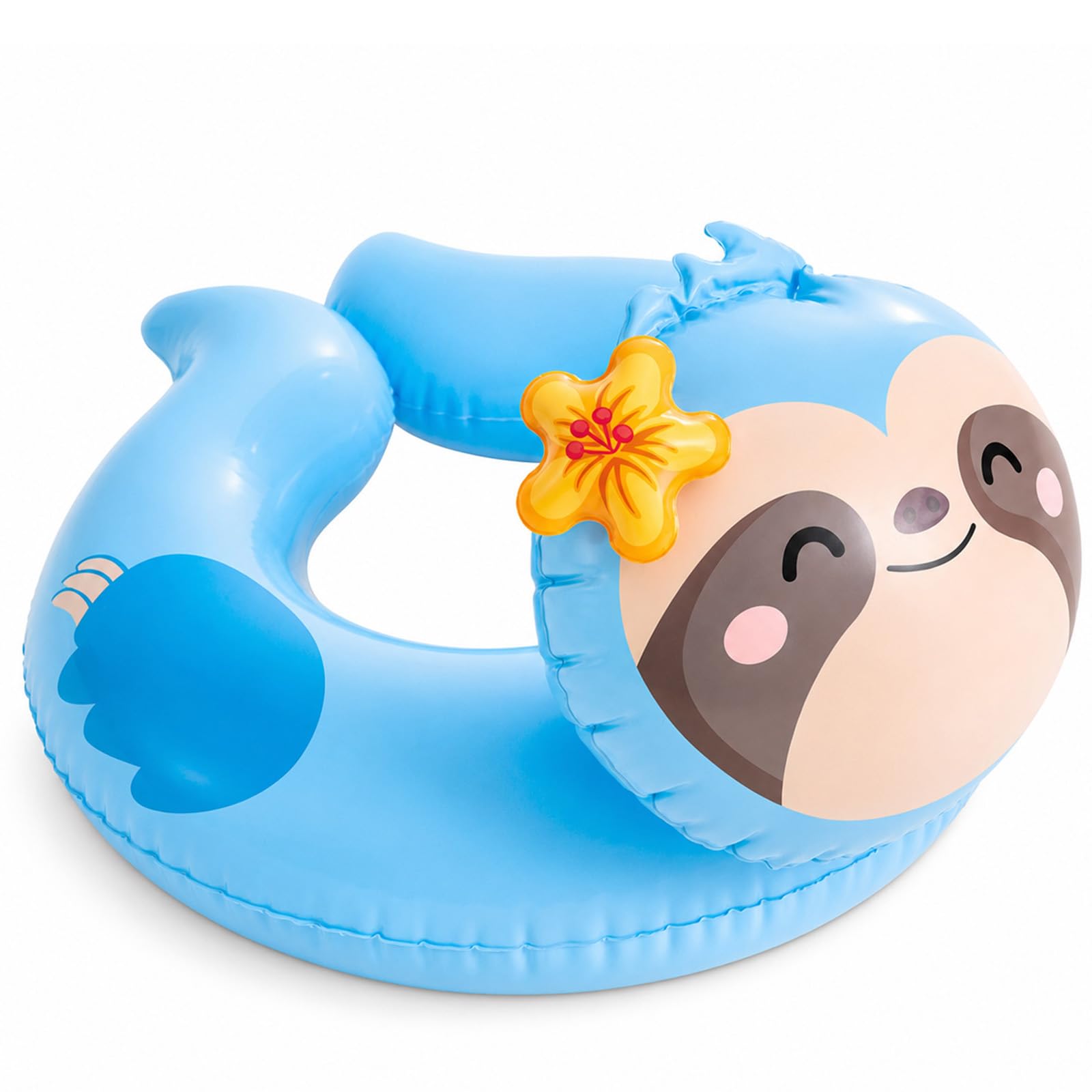Blue Sloth Swimming Ring,Pool Float,Inflatable Float 55 x 58 cm,PVC Swim Ring for Beach Summer Water Party,Inflatable Water Toy Lounger,Holiday Photo Prop,Travel Accessory Garden Resort Patio