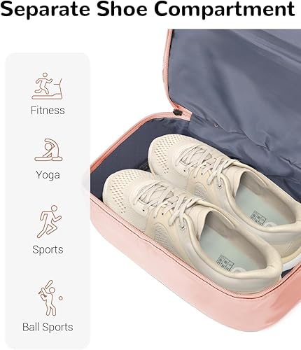 Vista 4 de Mochila de gimnasio de 28L, bolsa de gimnasio grande, mochila de entrenamiento, mochilas deportivas compactas para bailar y nadar, Rosa, 28 l