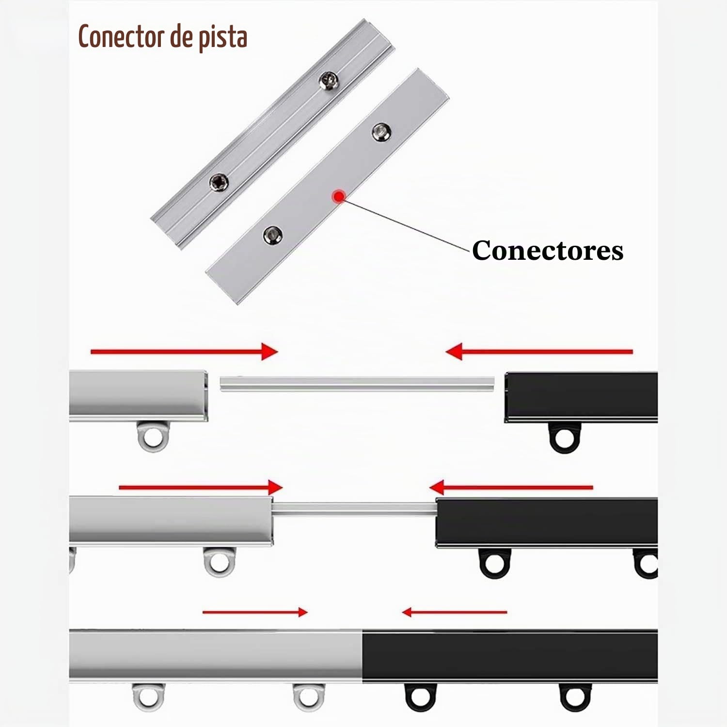 Barra de cortina empotrada invisible Riel de cortina oculto blanco/negro Rieles techo Separadores ambientes para miradores Oficina Apartamento(Black,1.1m(3.6ft))