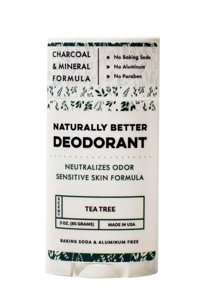 Tea Tree Naturally Better Deodorant - Sensitive Skin Formula, Aluminum-Free, Baking Soda-Free, All-Natural, Magnesium & Activated Charcoal, Plant-Derived, Made in USA by DAYSPA Body Basics