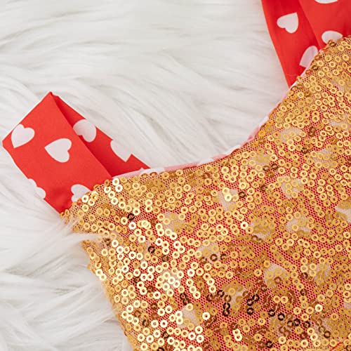 Body infantil para bebês meninas dia dos namorados sem mangas com estampa de coração de lantejoulas