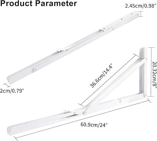 Miniatura 91 de YUMORE Soportes de estante plegables de 24 pulgadas, carga máxima: 330 libras de acero inoxidable resistente soporte de estante plegable para mesa