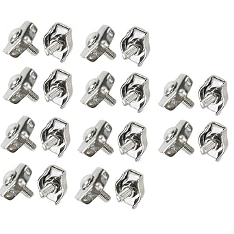 M3 Stainless Steel 304 Wire Rope Cable Clip Single Bolt Clamp for 1/8 Diameter Wire Cable - 20pcs