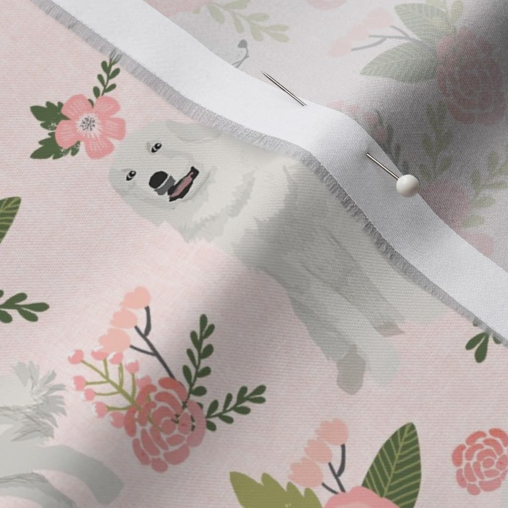 Spoonflower Fabric - Great Pyrenees Pet Quilt Dogs Breeds Collection Floral Friendly Printed on Organic Cotton Sateen Fabric by The Yard - Sewing Quilting Apparel Home Decor