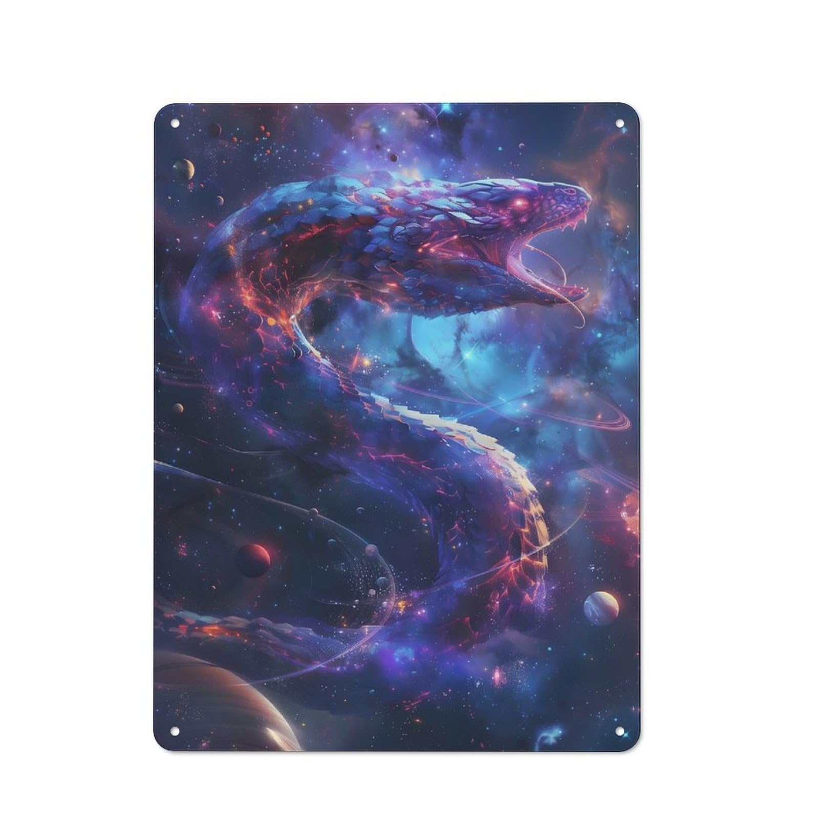 Junmoney Cosmic Serpent In Nebula Metal Wall Sign 40X30cm Featuring For Garage Or Workshop, Suited To Diy Enthusiasts