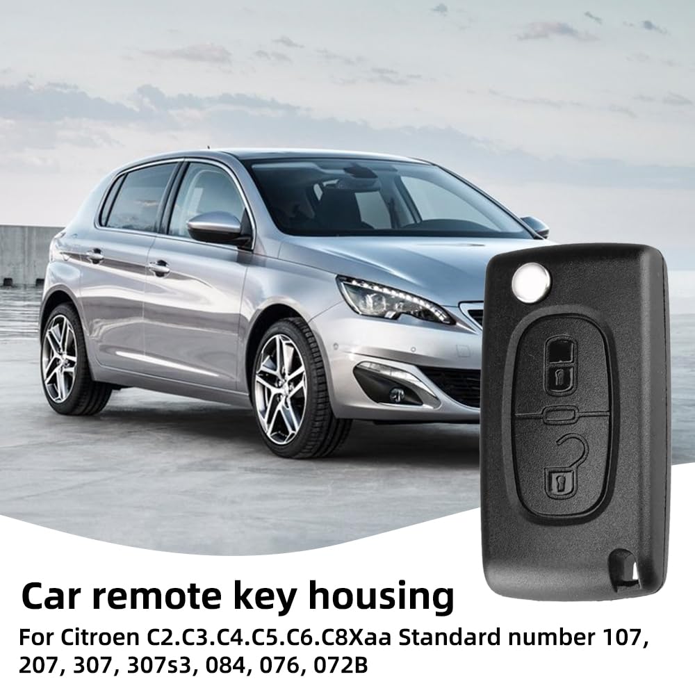 2-przyciskowe etui na kluczyki samochodowe kompatybilne z Peugeot i Citroen - 207, 307, 308, 407, 607, 807, C2, C3, C4, C5, C6, C8, DS3, DS4, zapewnia ochronę i styl (2 sztuki)