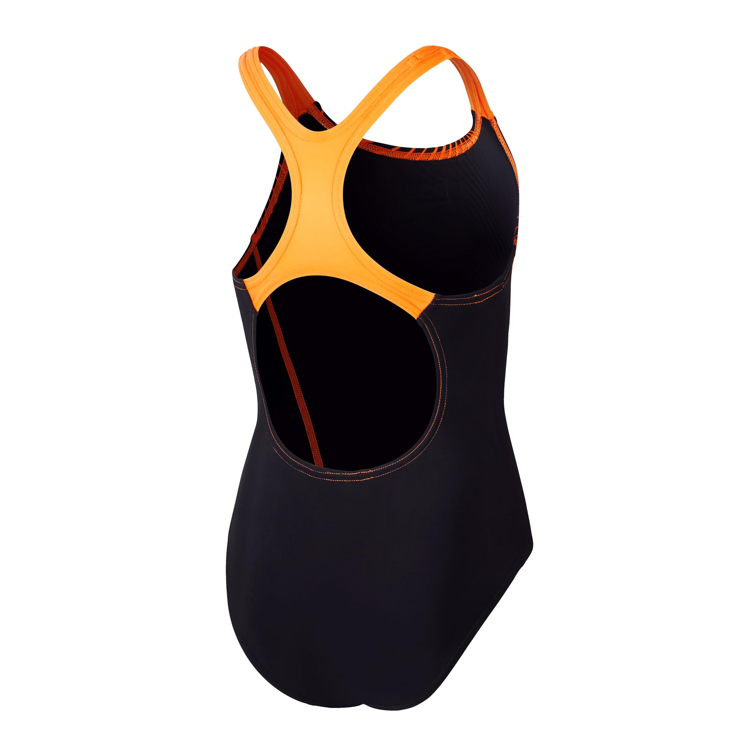 Speedo Mädchen Medley Logo Medalist Badeanzug Schwarz Orange