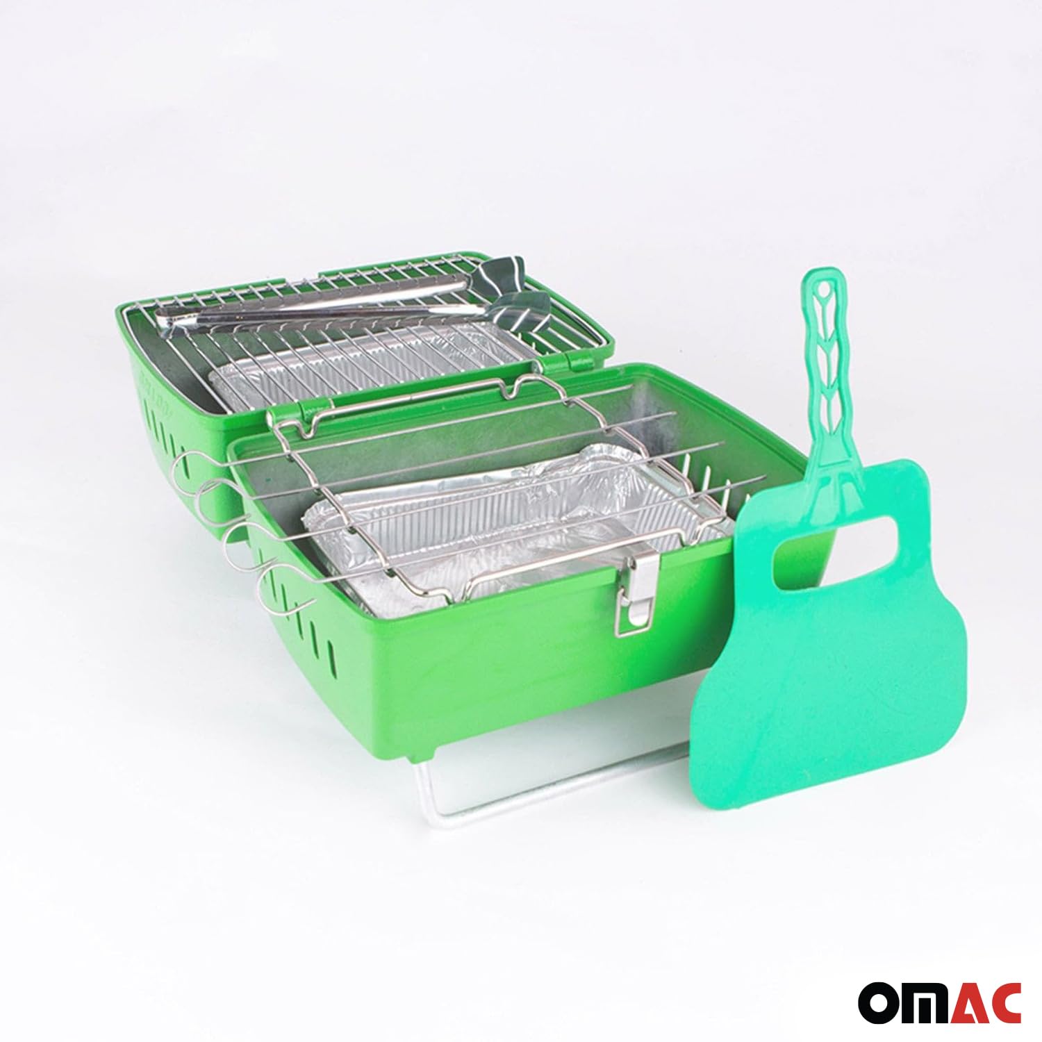 Holzkohlegrill Tragbarer Grill Garten Outdoor Grüner Picknickgrill 13-pz BBQ