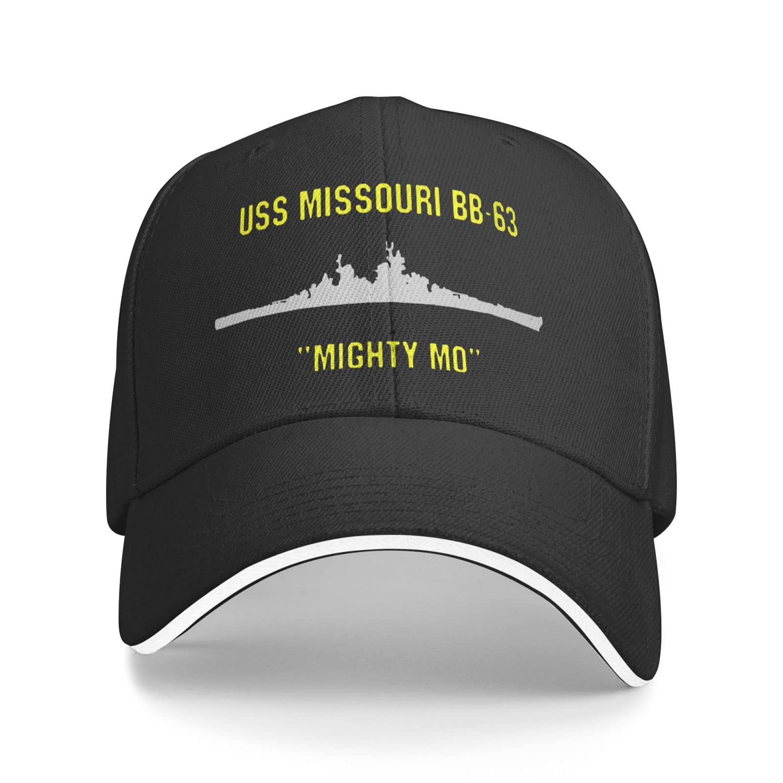 USS Missouri Bb-63 Unisex Baseball Cap Adjustable Snapback Hats Dad Hat Trucker Hat Sandwich Cap Black