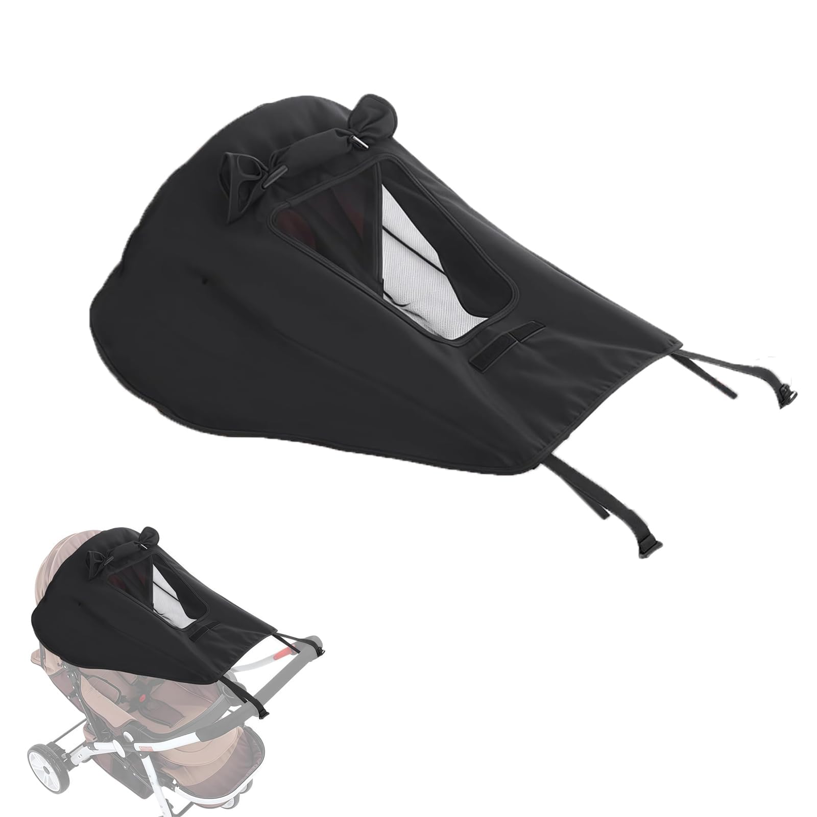 Pram Sun Shade with Storage Bag, Sunshade Canopy with Breathable Viewing Window, Pushchair Sun Shade, Baby Stroller, Stroller Sun Shade Cover for Outdoor Use