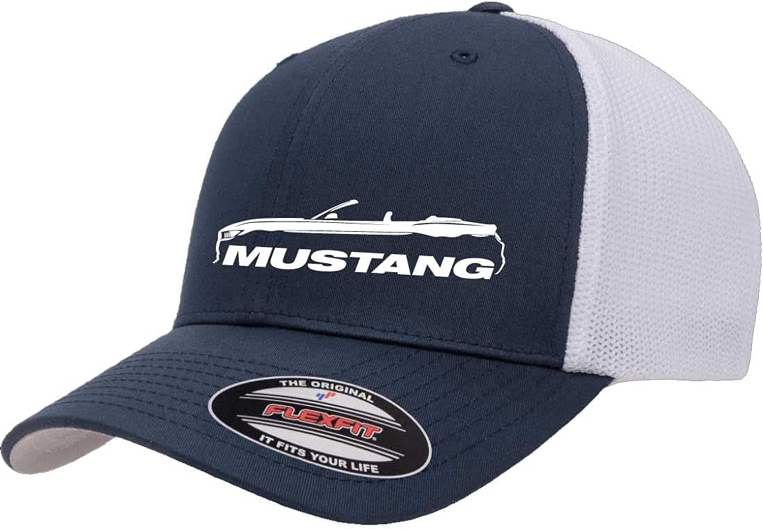 2015-20 Ford Mustang Convertible Classic Outline Design Trucker Mesh Fitted Cap