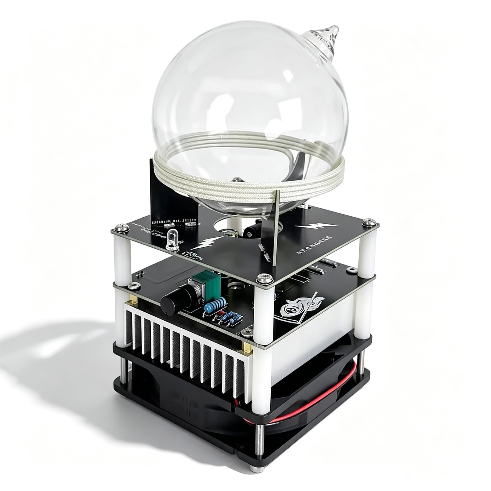 Bola de transmisión de anillo de plasma, esfera de plasma de vidrio de 3.5 pulgadas con placa de circuito, para proyectos científicos, decoraciones de fiestas, actividades al aire libre, visualización