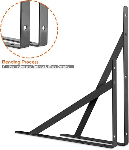 Miniatura 3 de STARVAST Paquete de 4 soportes de estante resistentes de 9.8 x 6.3 pulgadas, estantes flotantes negros triangulares, ángulo de 90 grados, soporte de