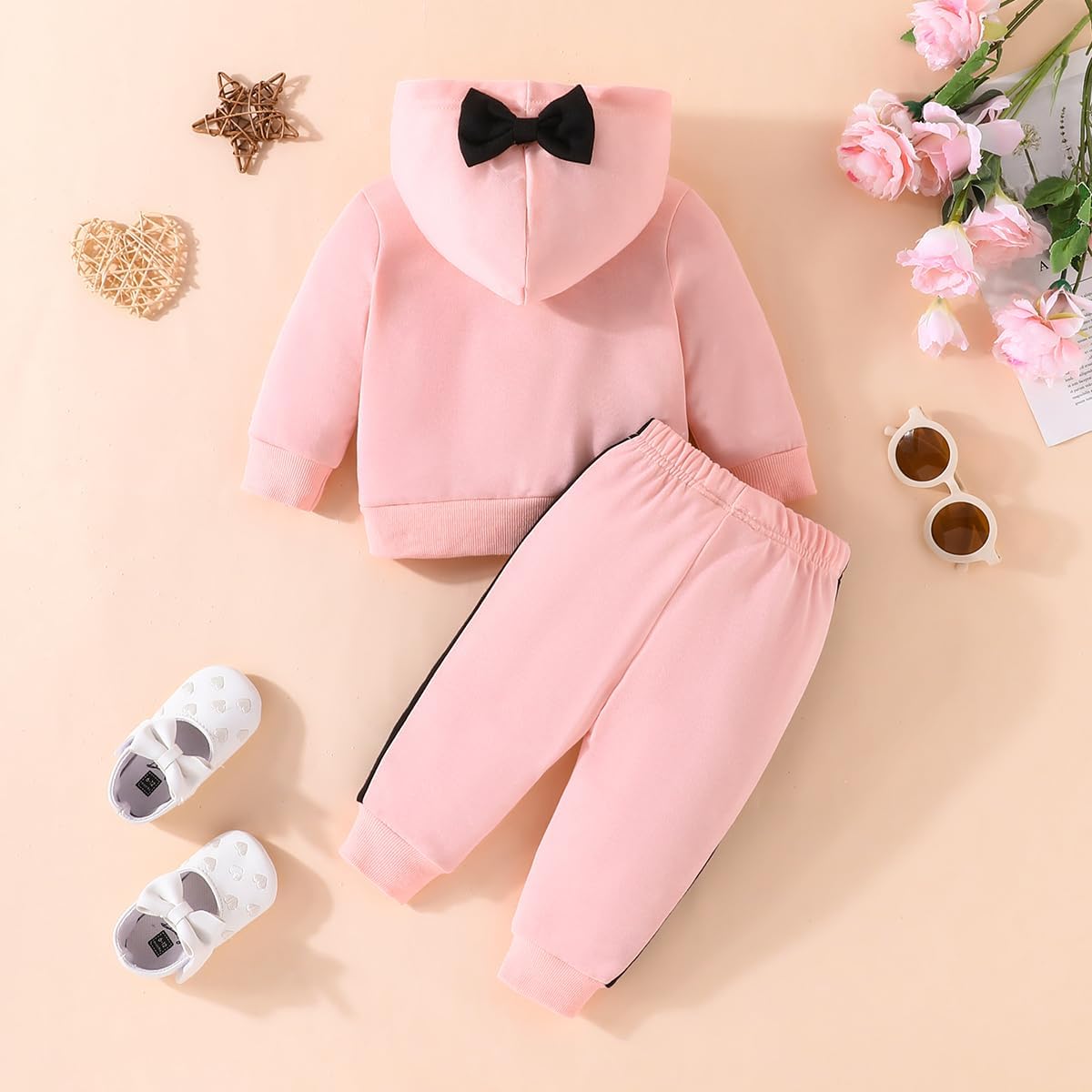 Ropa Niña Pequeñas Sudadera de Manga Larga Capucha Floral Tops + Pantalones Conjuntos Otoño De Diadema Para Niñas